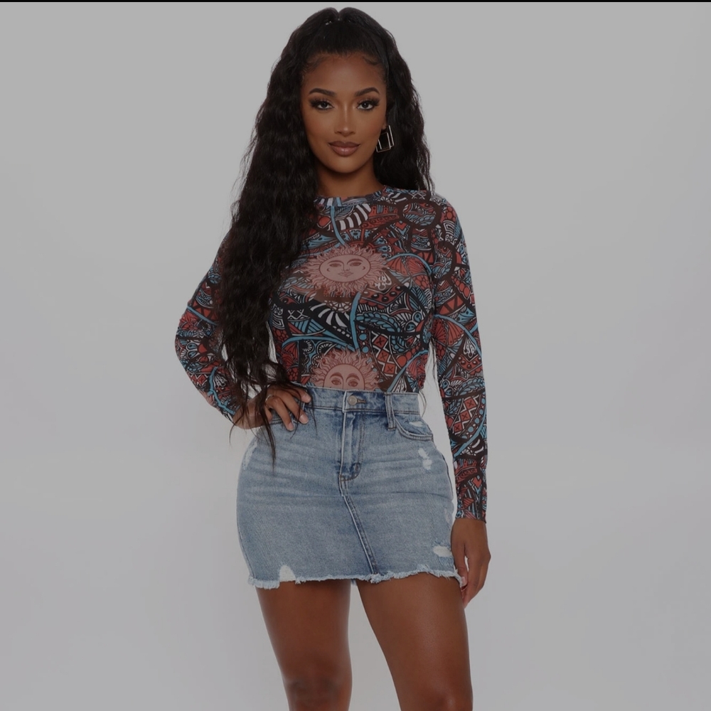 Fashion Nova Rising Sun Mesh Top
